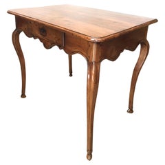 18th Century Provencal Hand Carved Walnut Wood Antique Writing Desk Side Table