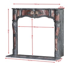18th Century Provencal Ornate Fireplace Mantel In Bleu-Turquin Marble