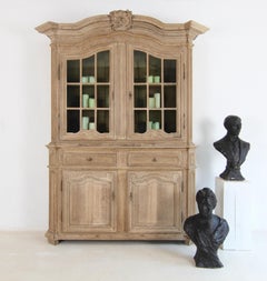 18th Century Provincial Buffet à Deux Corps Cabinet in Bleached Oak