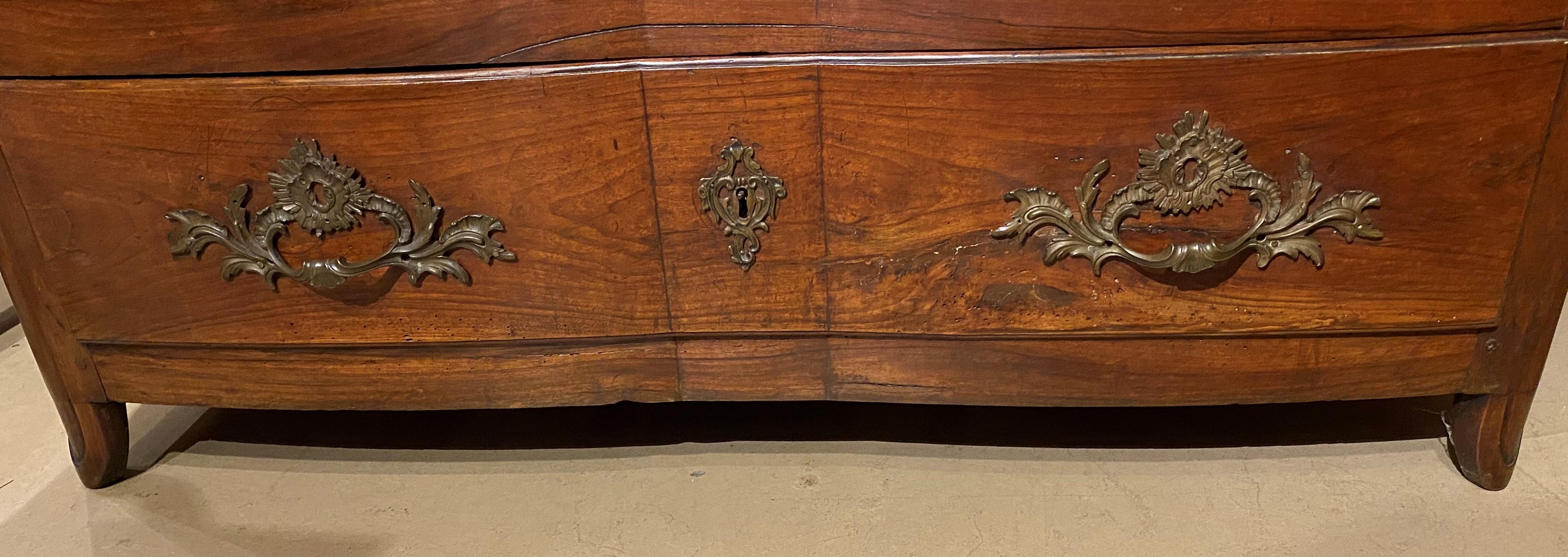18th Century and Earlier 18th Century Provincial Walnut Three Drawer Commode or Chest, French or Canadian For Sale
