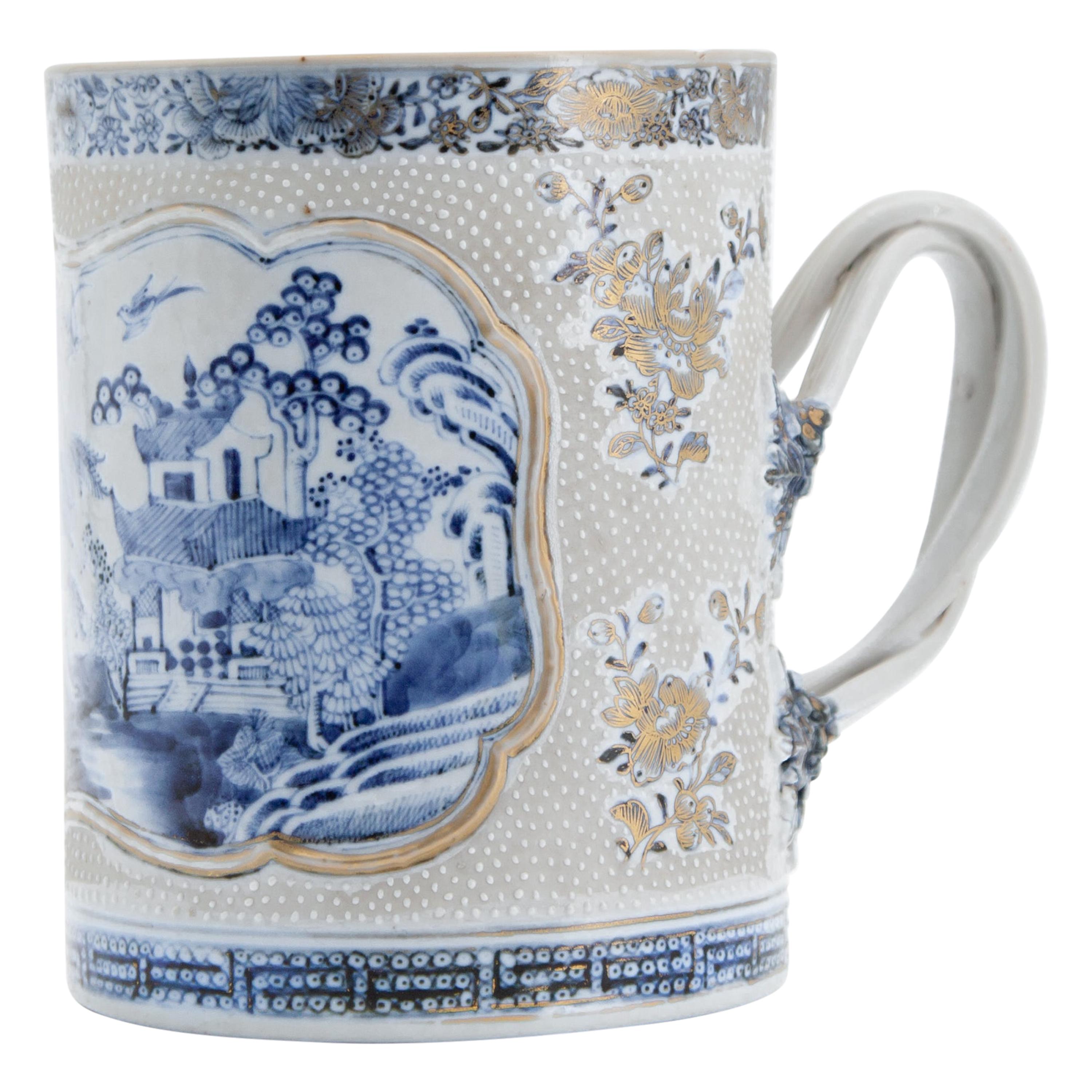 18th Century Qianlong Chinese Export Porcelain Blue & White Mug