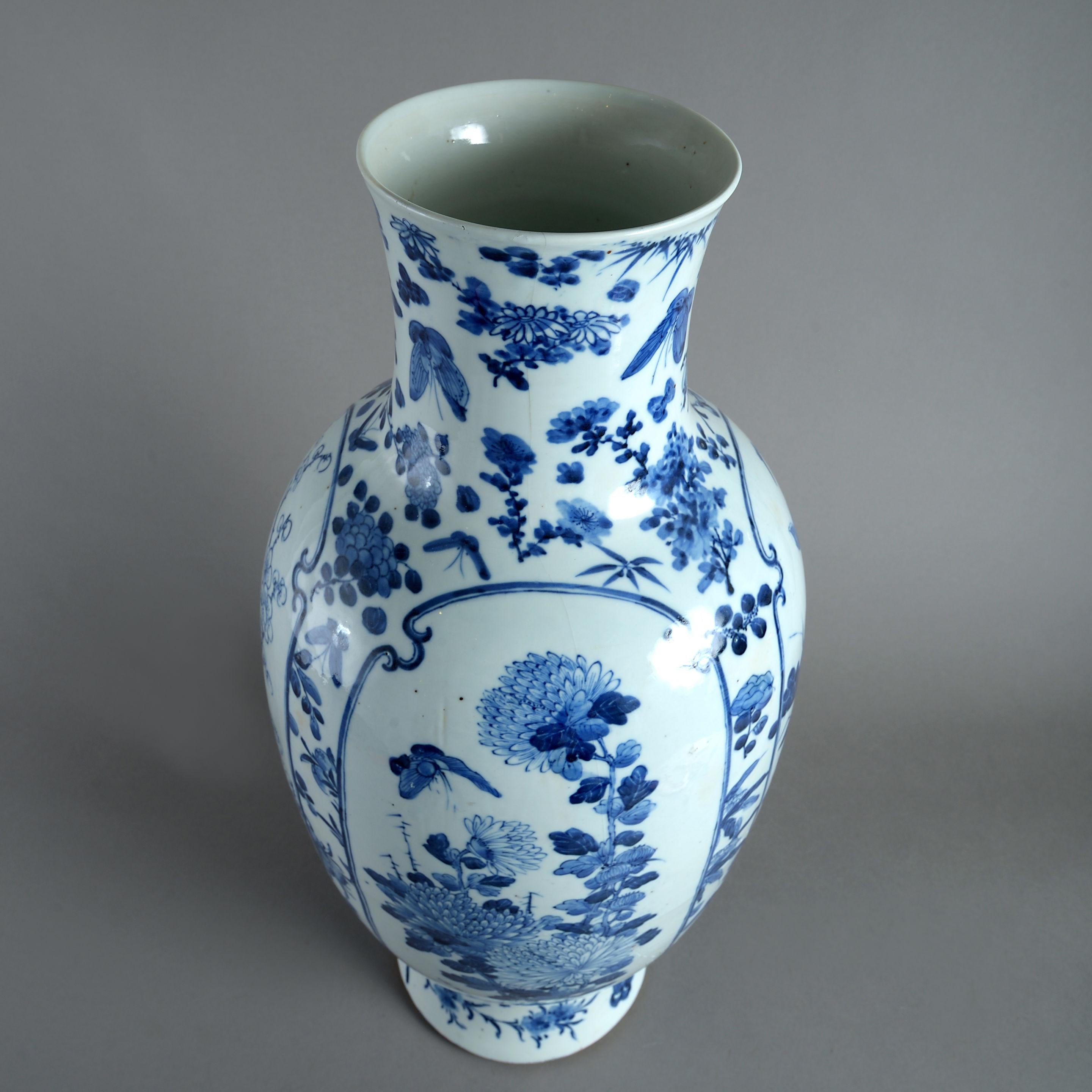 Chinese 18th Century Qianlong Period Blue and White Porcelain Vase