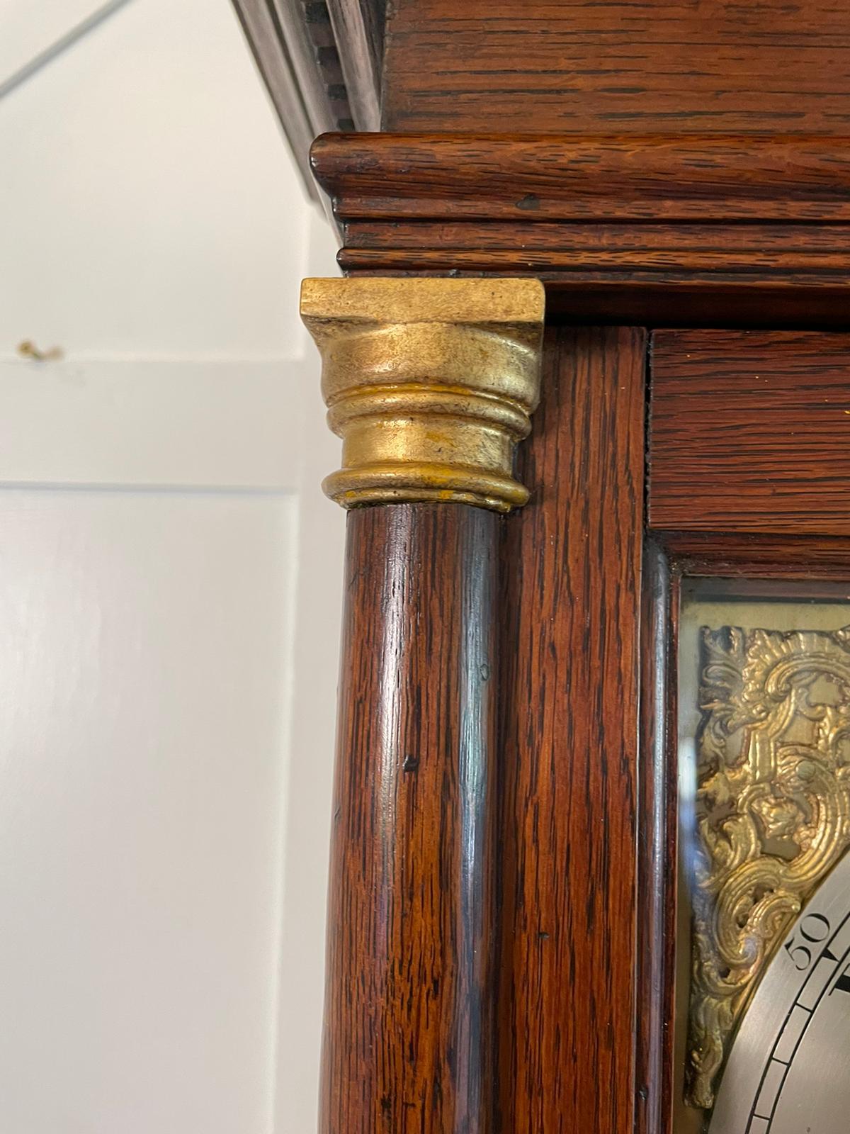 18th century quality antique oak brass face longcase clock by Benjamin Reeves, Lamberhurst 
having a quality square brass dial with original hands, 30 hour bird cage movement striking on the hour and half hour, original weight and pendulum. The