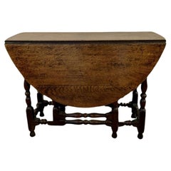 18th century quality antique oak drop leaf dining table 
