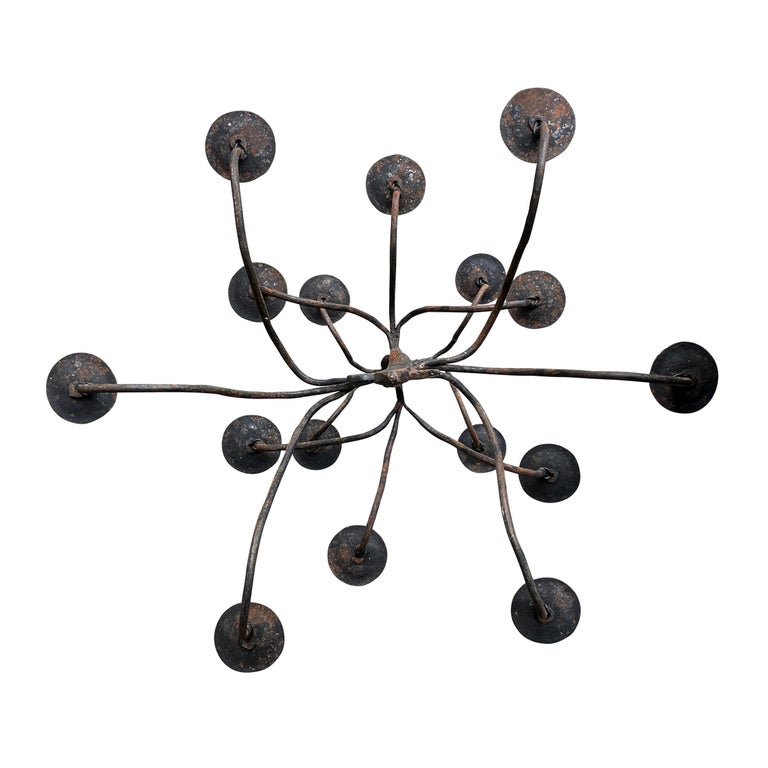 18th Century Quebecois Wrought-Iron Sixteen-Arm Chandelier For Sale 7