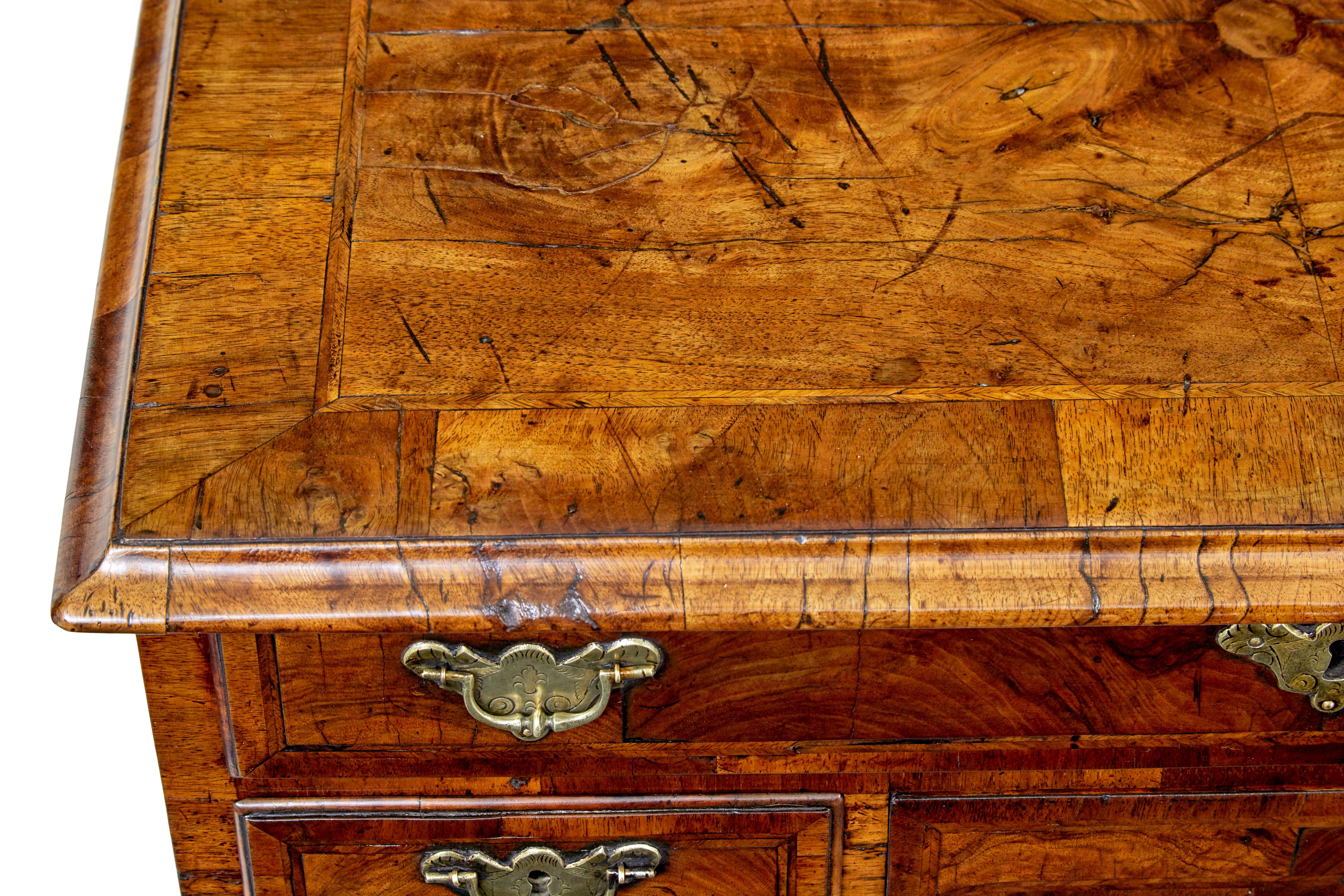 English 18th century Queen Anne and later walnut knee hole desk For Sale
