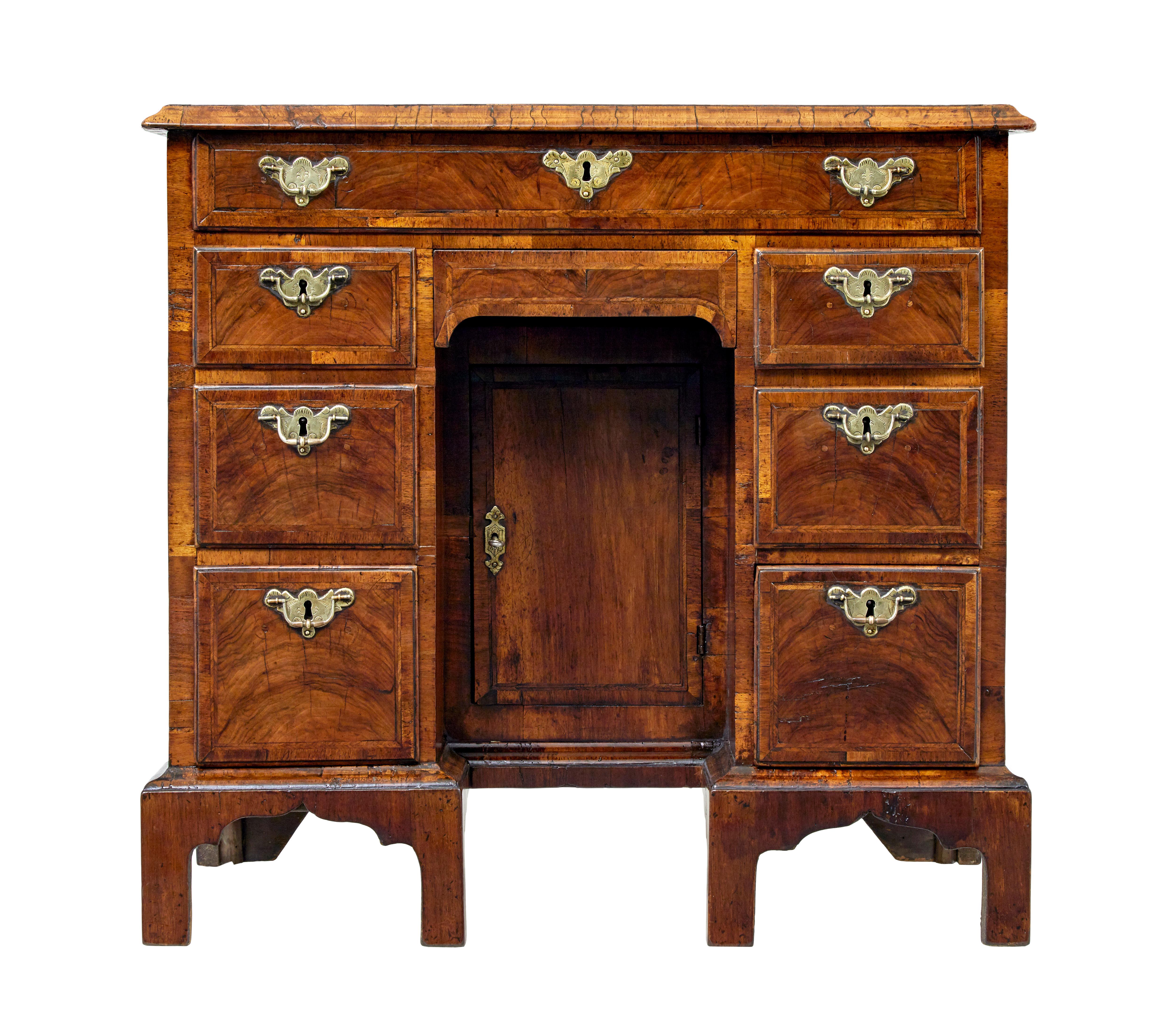 18th Century 18th century Queen Anne and later walnut knee hole desk For Sale