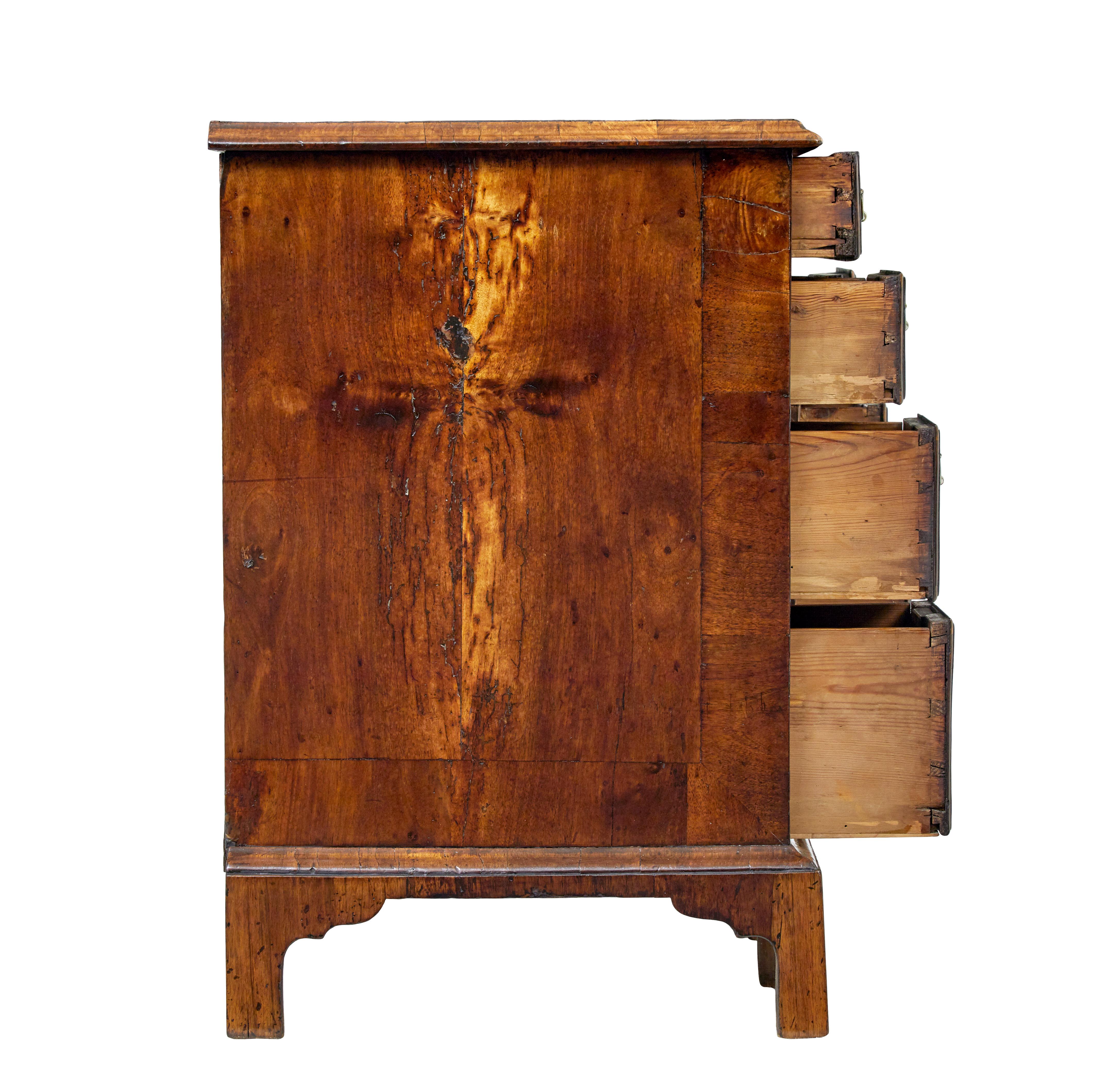 18th century Queen Anne and later walnut knee hole desk For Sale 1