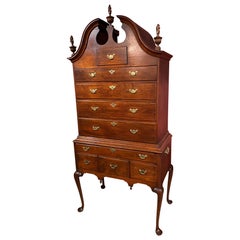 18th Century Queen Anne Bonnet Top Walnut Highboy, Newport, Rhode Island