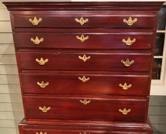 18th Century Queen Anne Cherry Wood Two Part Highboy with Radial Fan Carving