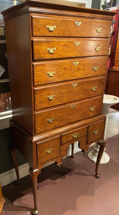 18th Century Queen Anne Highboy with Engraved Brasses