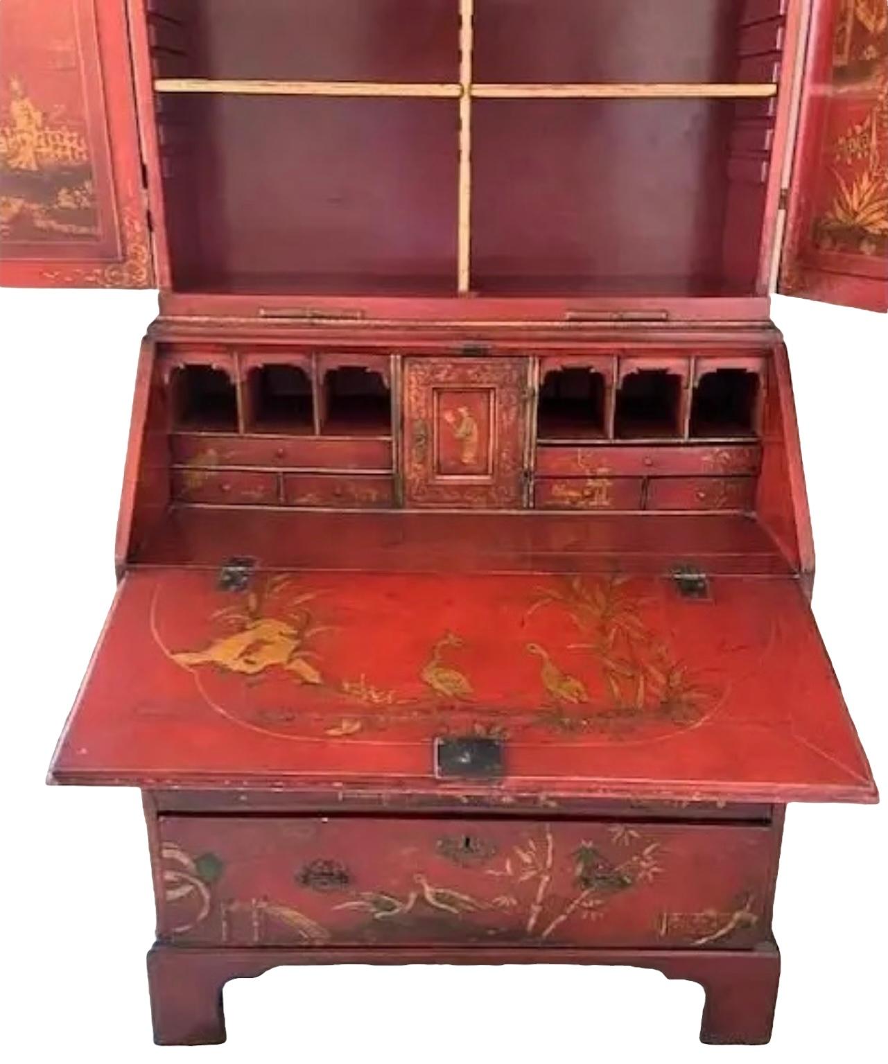 Early 20th Century 19th Century Queen Anne Lacquer Secretary Desk For Sale