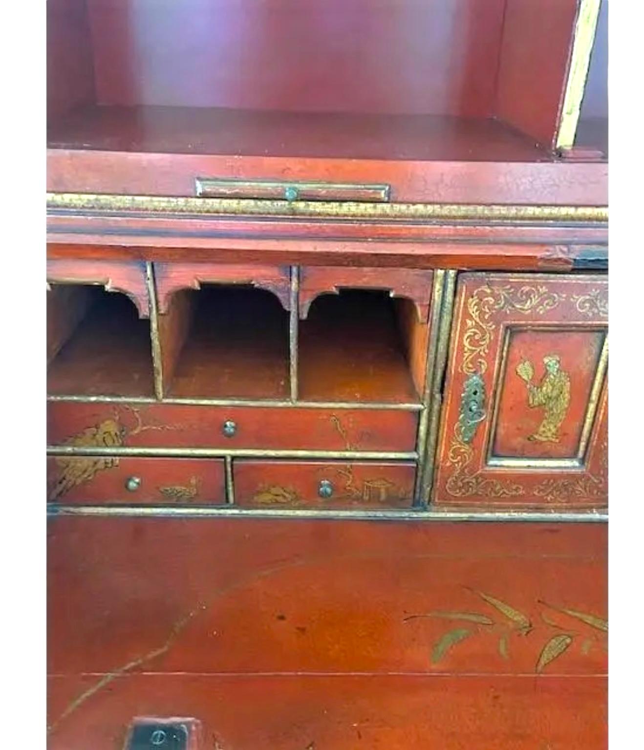 19th Century Queen Anne Lacquer Secretary Desk For Sale 1
