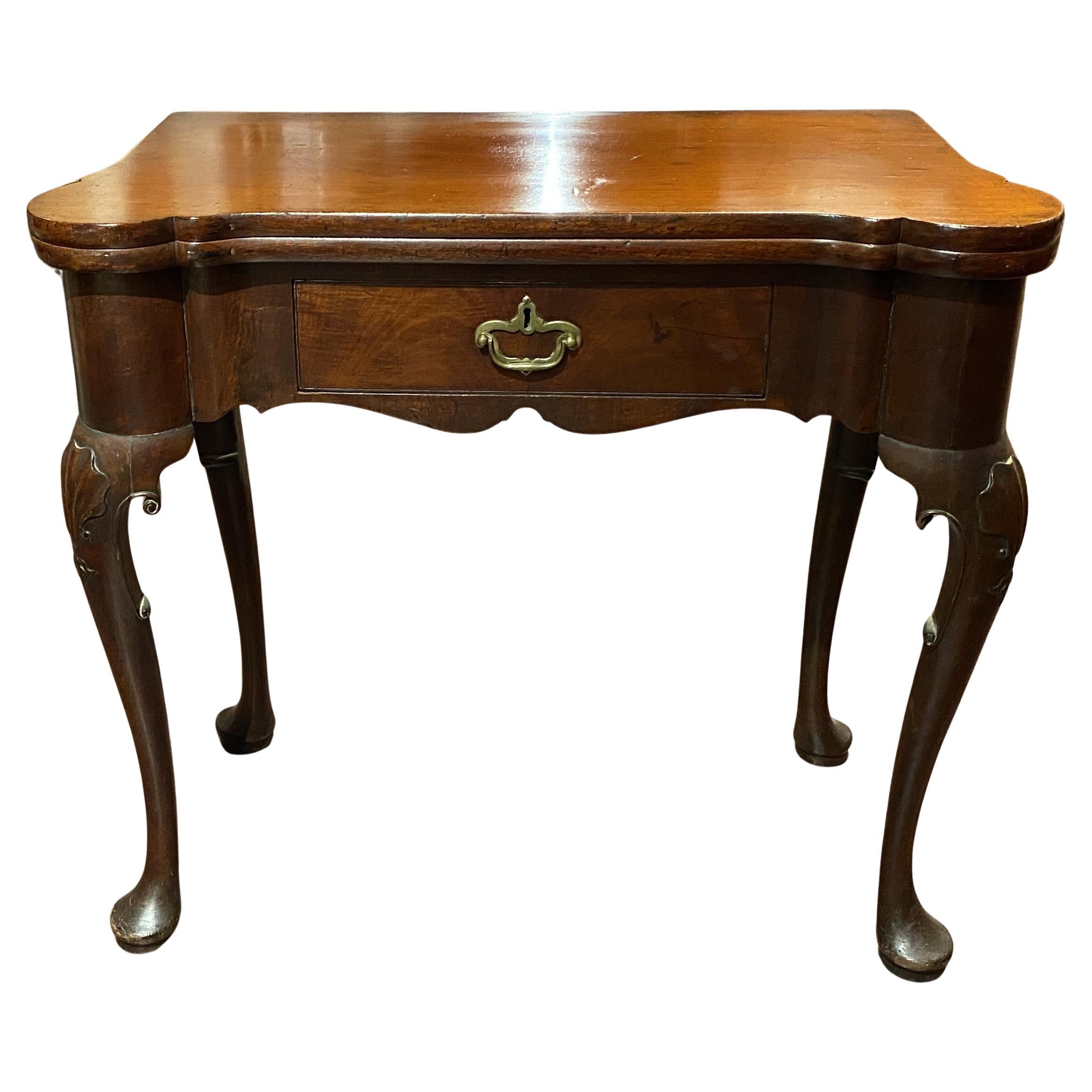18th Century Queen Anne Mahogany Shell Carved Card or Gaming Table