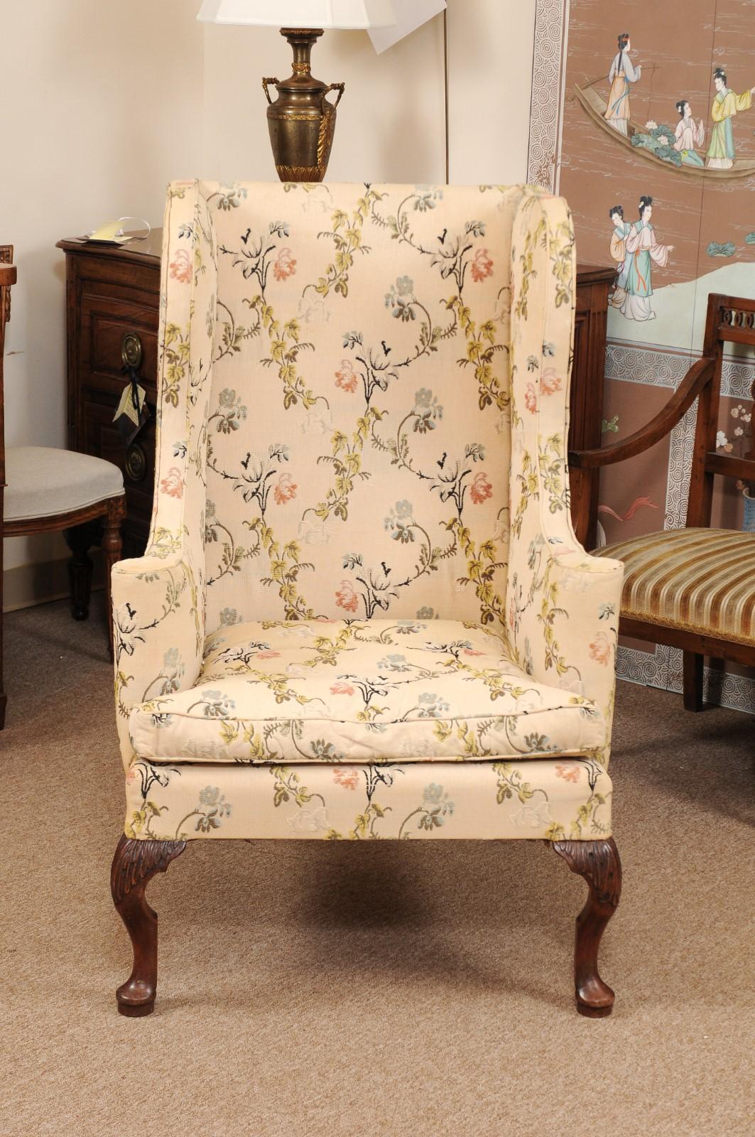 18th Century Queen Anne Style Carved Walnut Wing Chair, New England 5