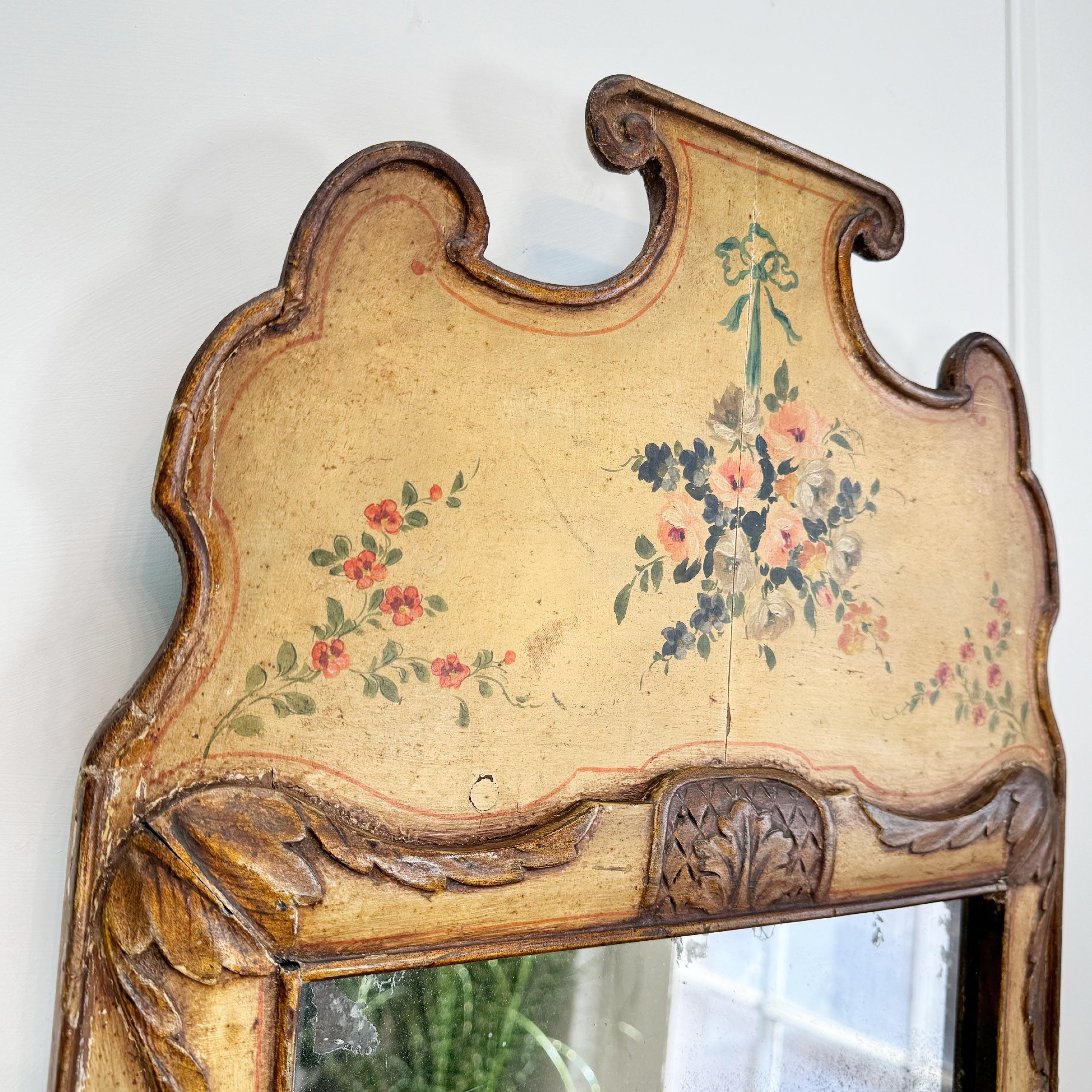 18th Century Queen Anne Style Floral Mirror For Sale 5