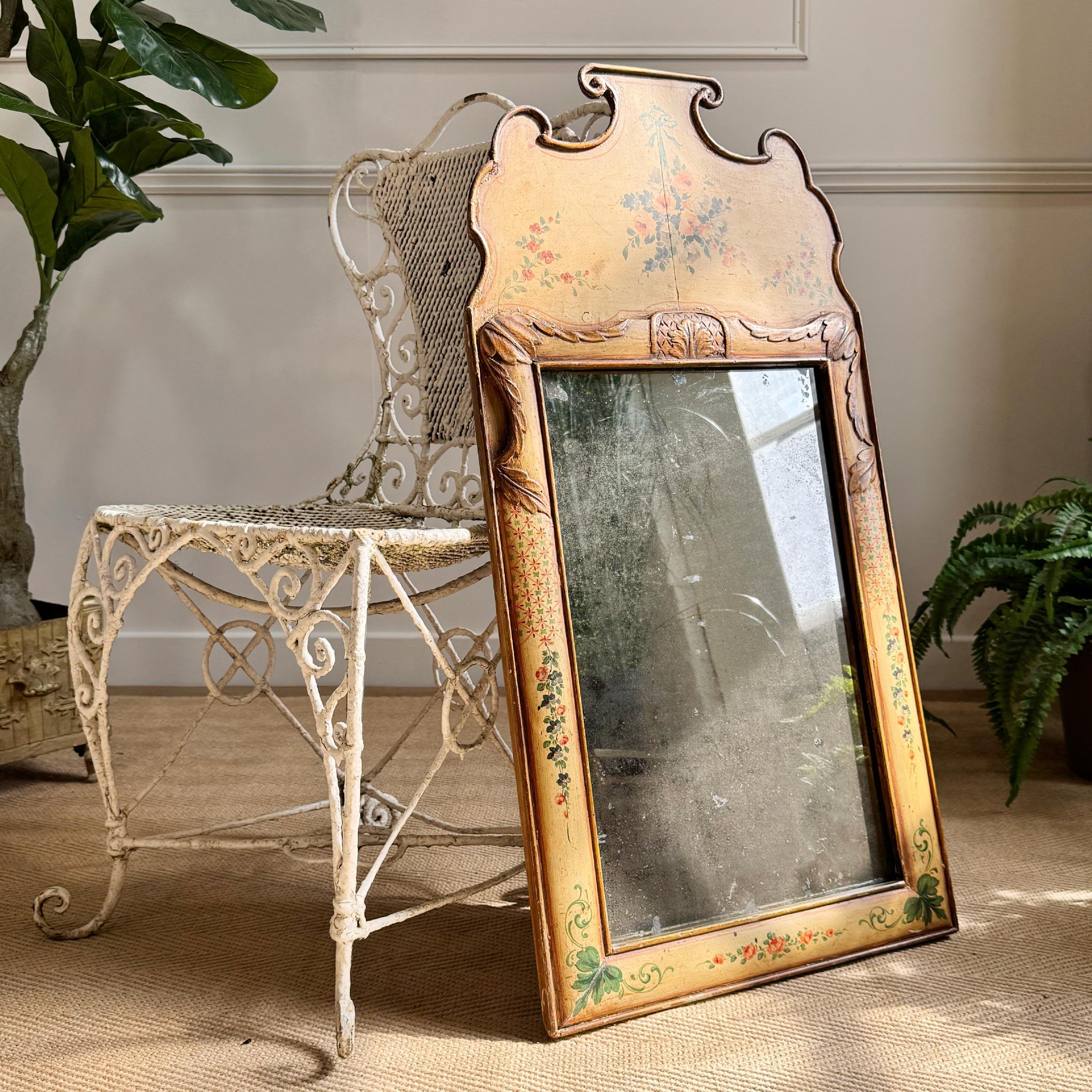 18th Century Queen Anne Style Floral Mirror For Sale 6