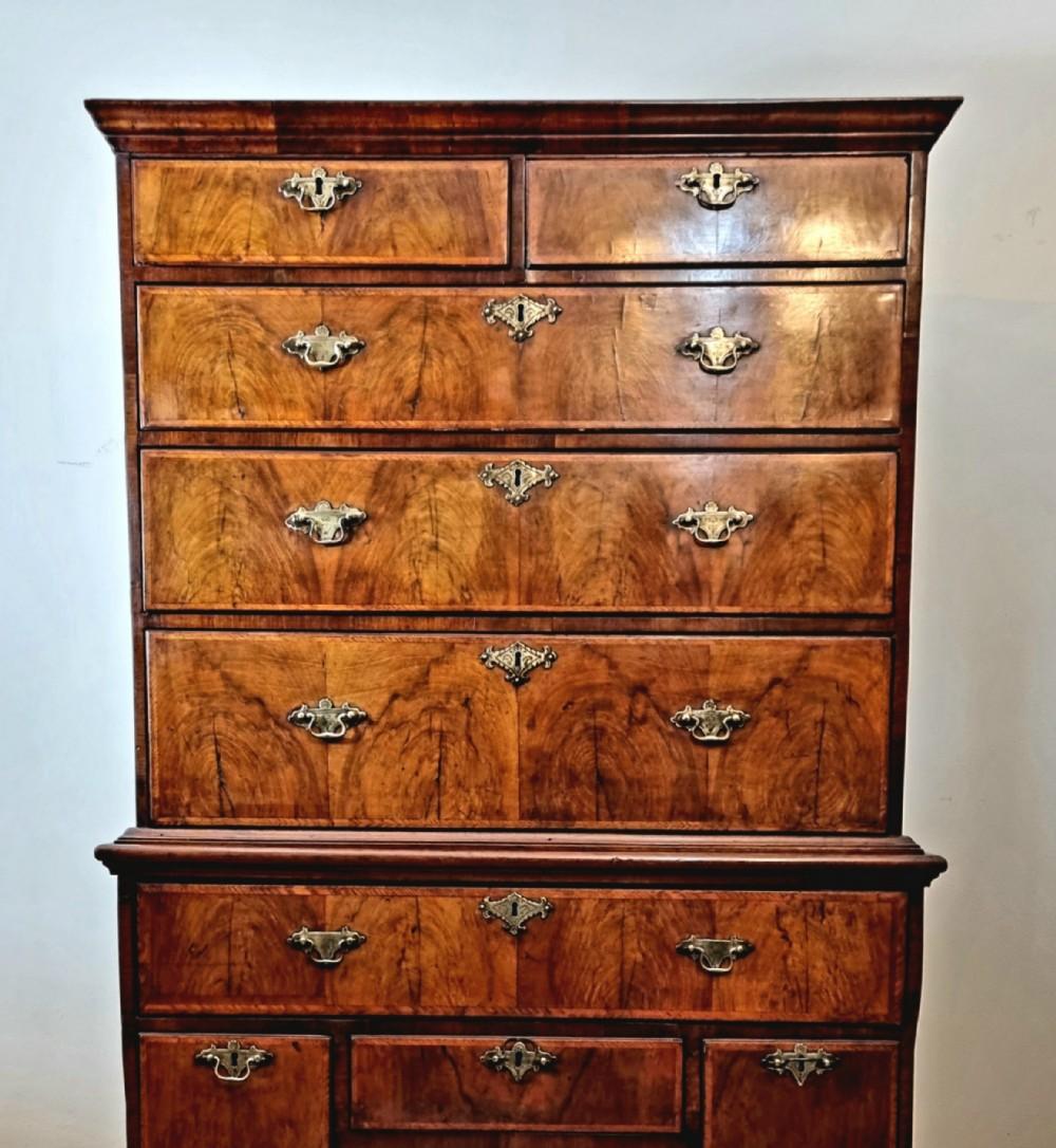 British 18th Century Queen Anne Walnut Chest On Stand