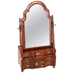 Antique 18th Century Queen Anne Walnut Dressing Table Mirror