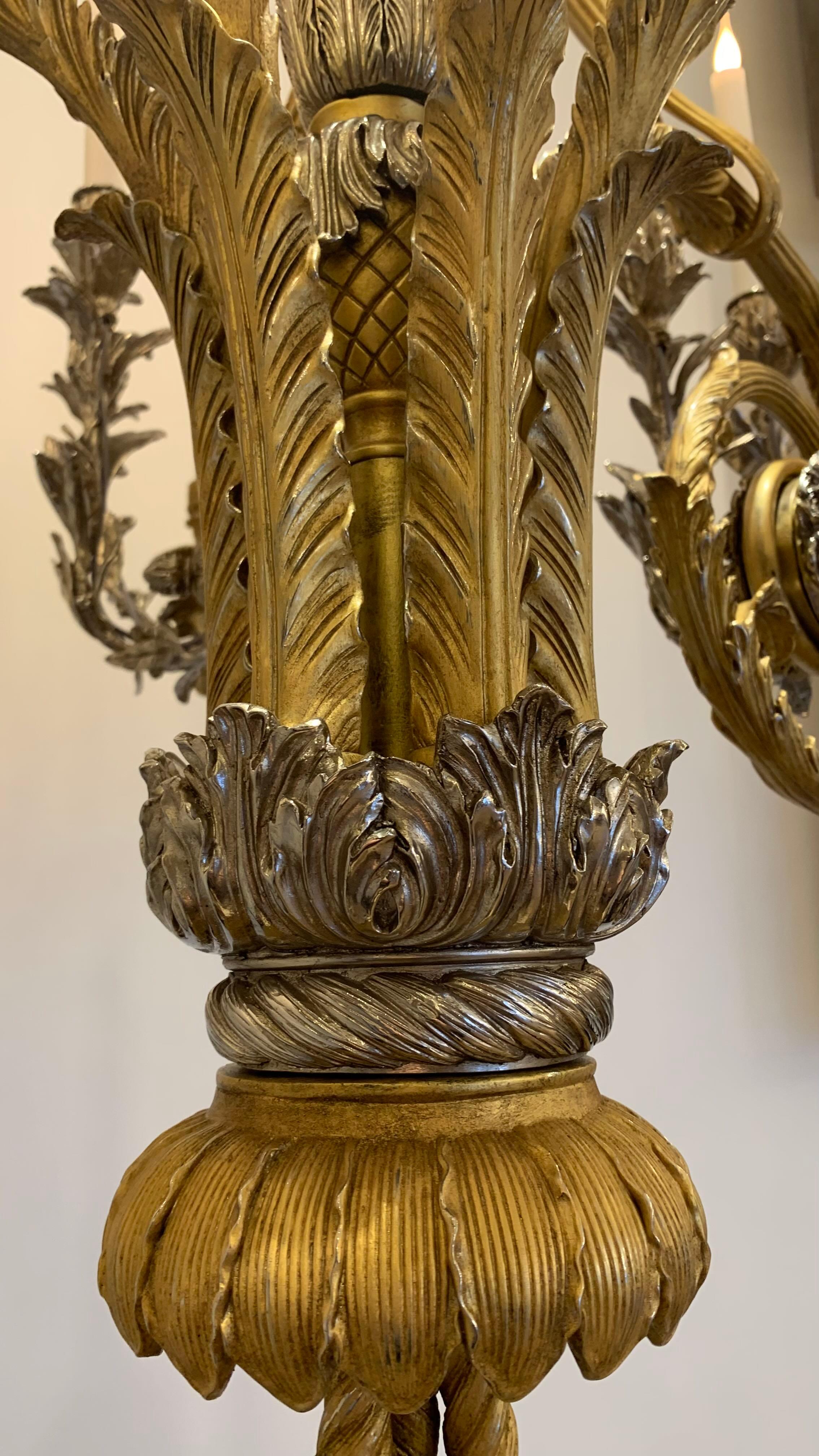 Louis XVI Lustre en forme de carquois du XVIIIe siècle en bronze, nickel et or 