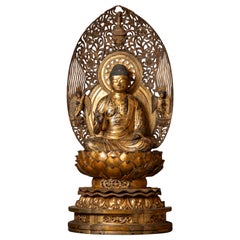 18th century Rare antique Japanese Amida Buddha statue from Japan