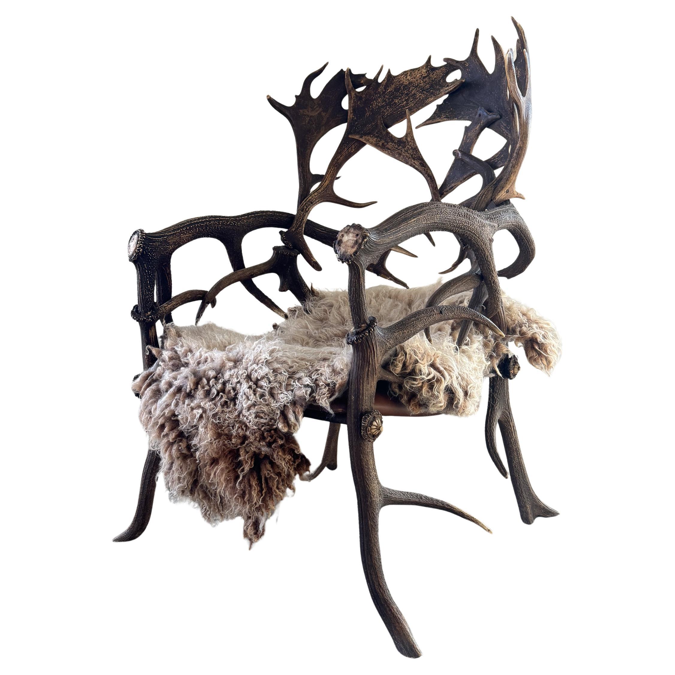 18th Century Rare Bavarian Stag Horn Trophy Antler Chair For Sale