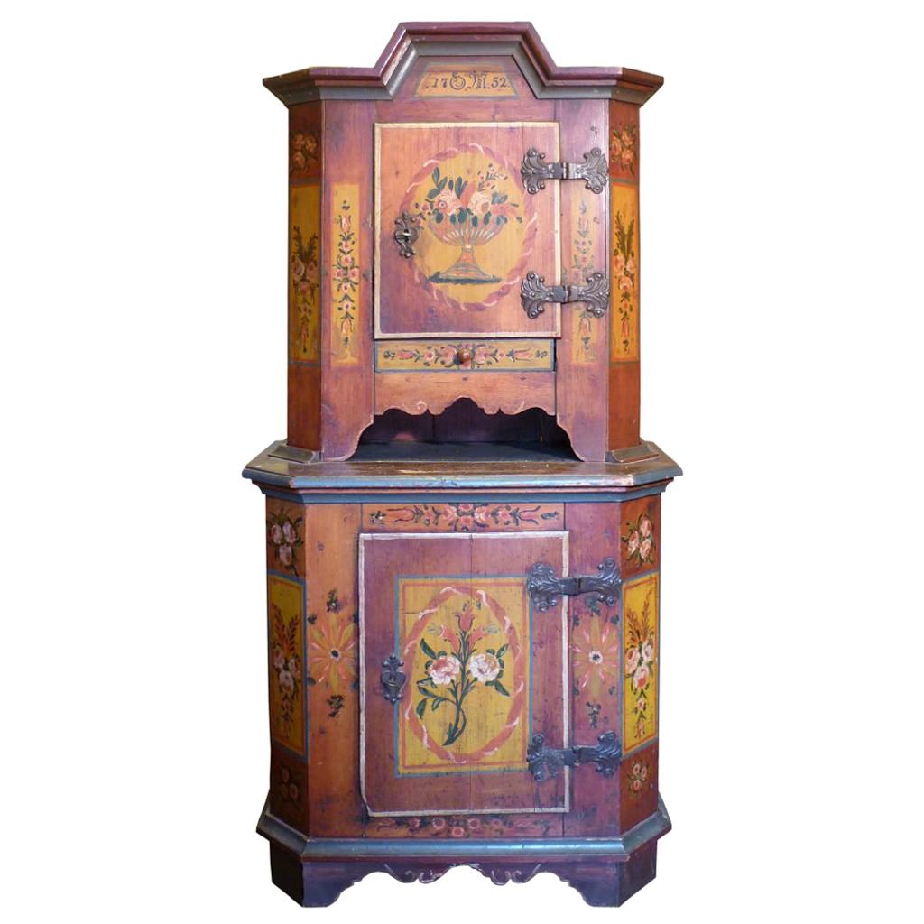 Cabinet, double Body Floral Painted, 1752