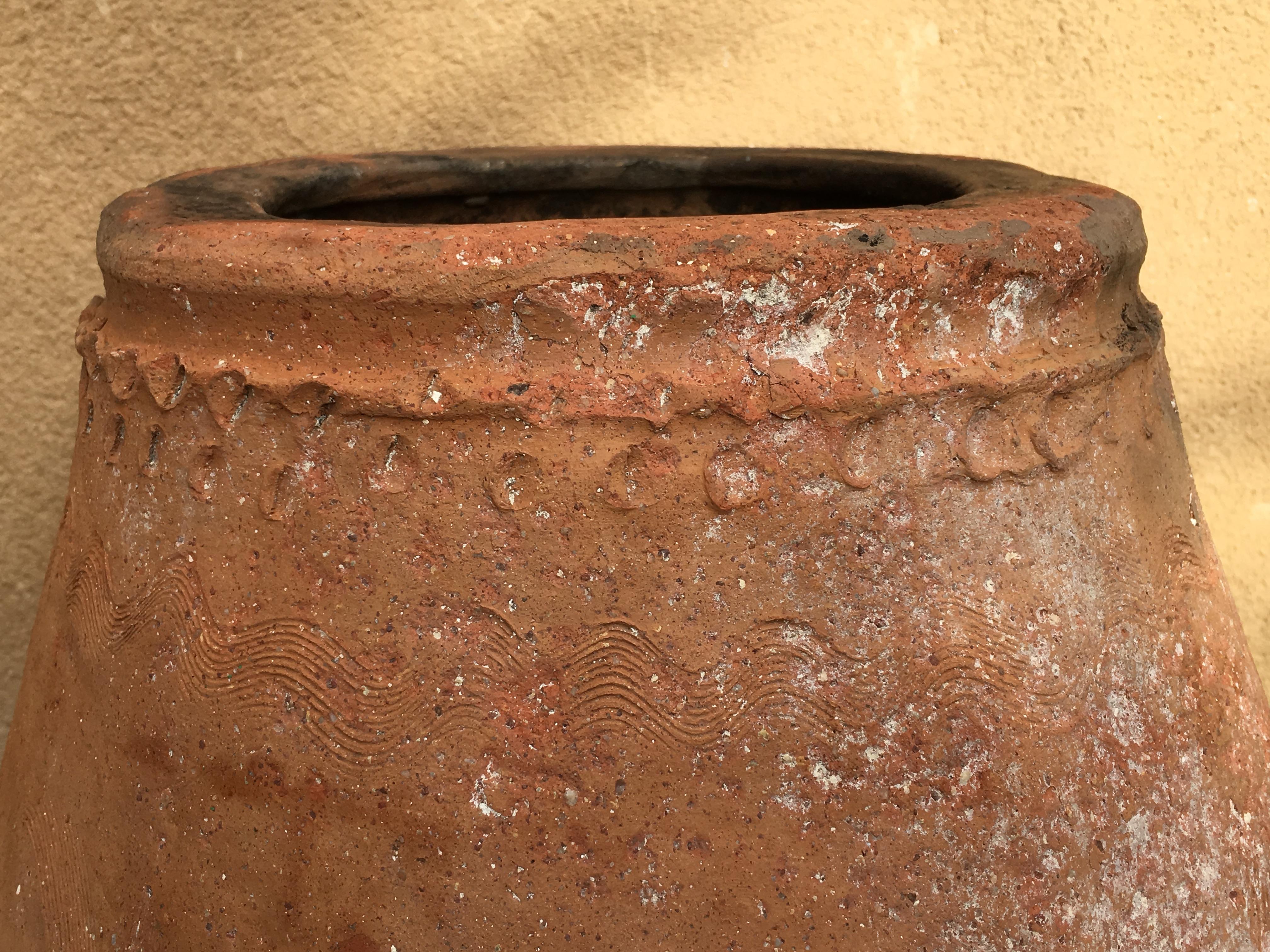 18th Century Rare Large Terracotta Hand Carved French Biot Pot In Good Condition In Miami, FL