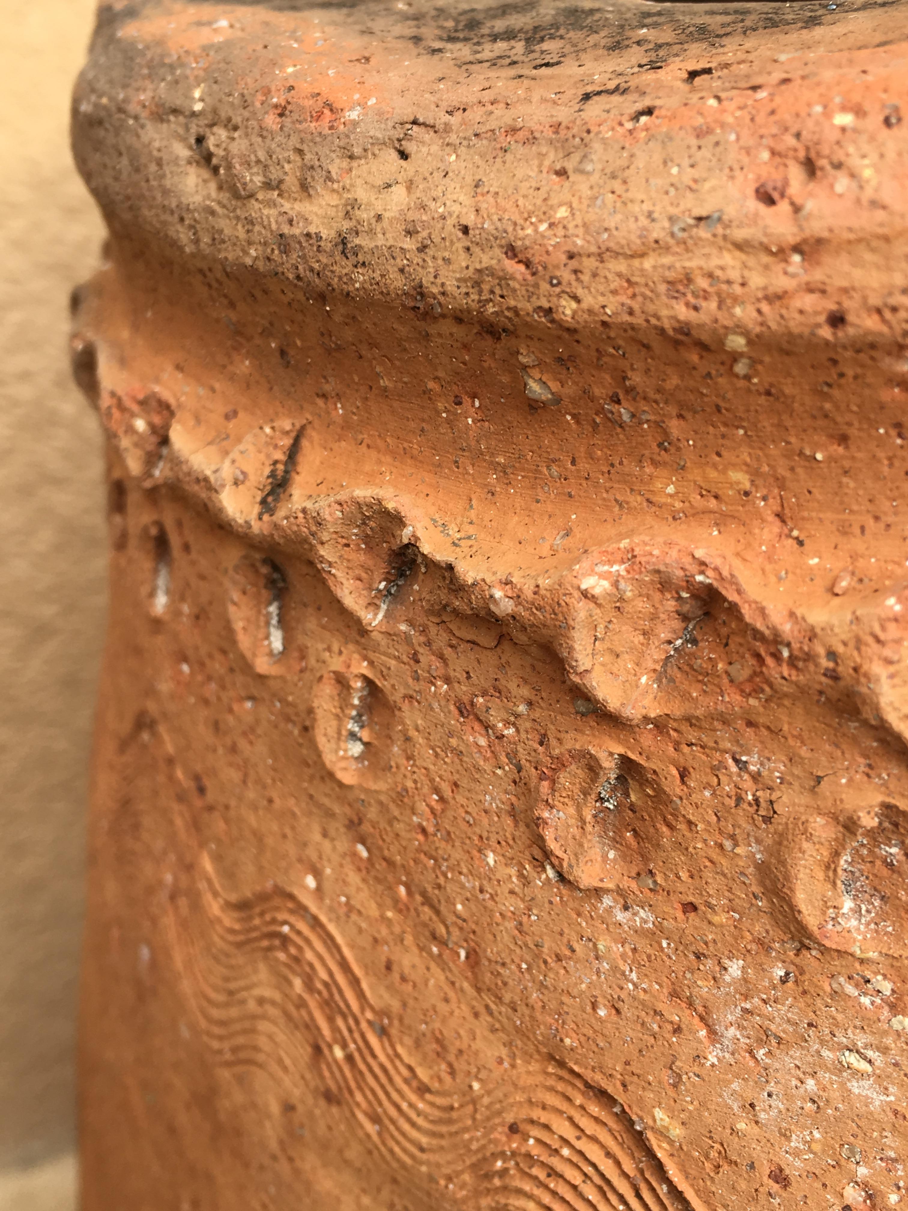 18th Century Rare Large Terracotta Hand Carved French Biot Pot 1