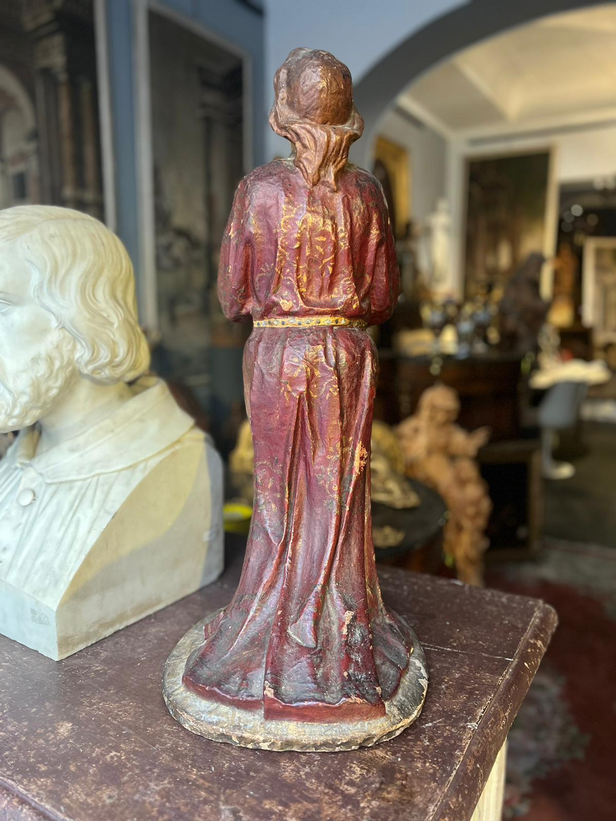 Other 18th century rare paper mache statue depicting a praying figure