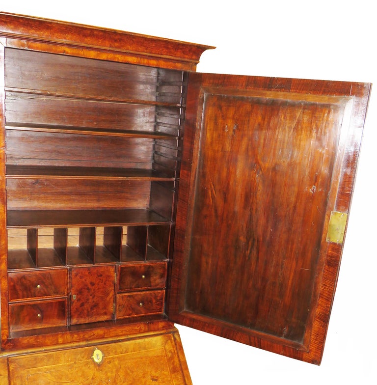 English 18th Century Rare Small Georgian Walnut Bureau Bookcase For Sale