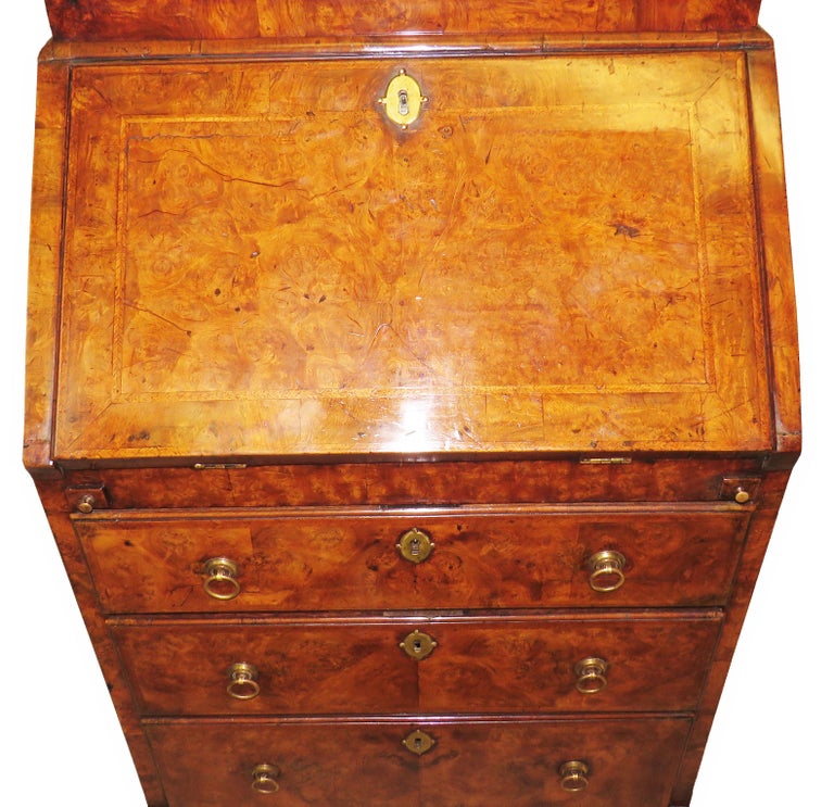 18th Century Rare Small Georgian Walnut Bureau Bookcase For Sale 2