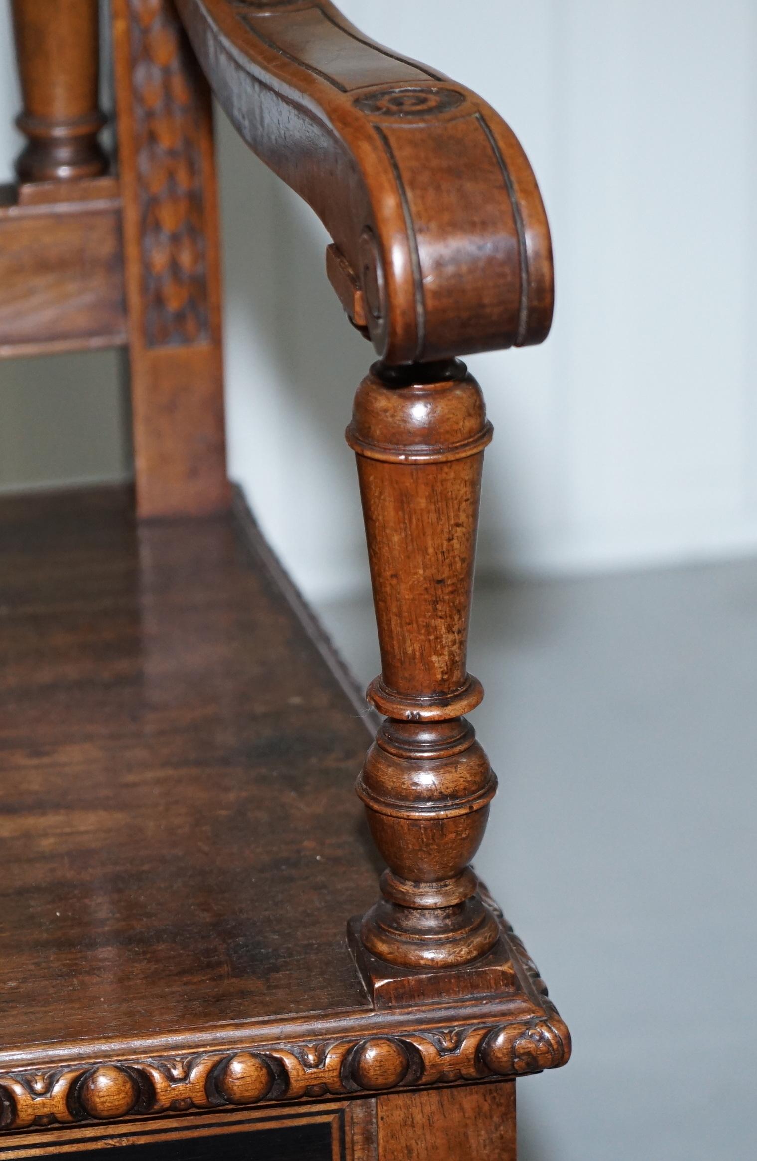 Hardwood 18th Century Rare Steeple Back Column Legs Gothic Style Antique Pugin Armchair