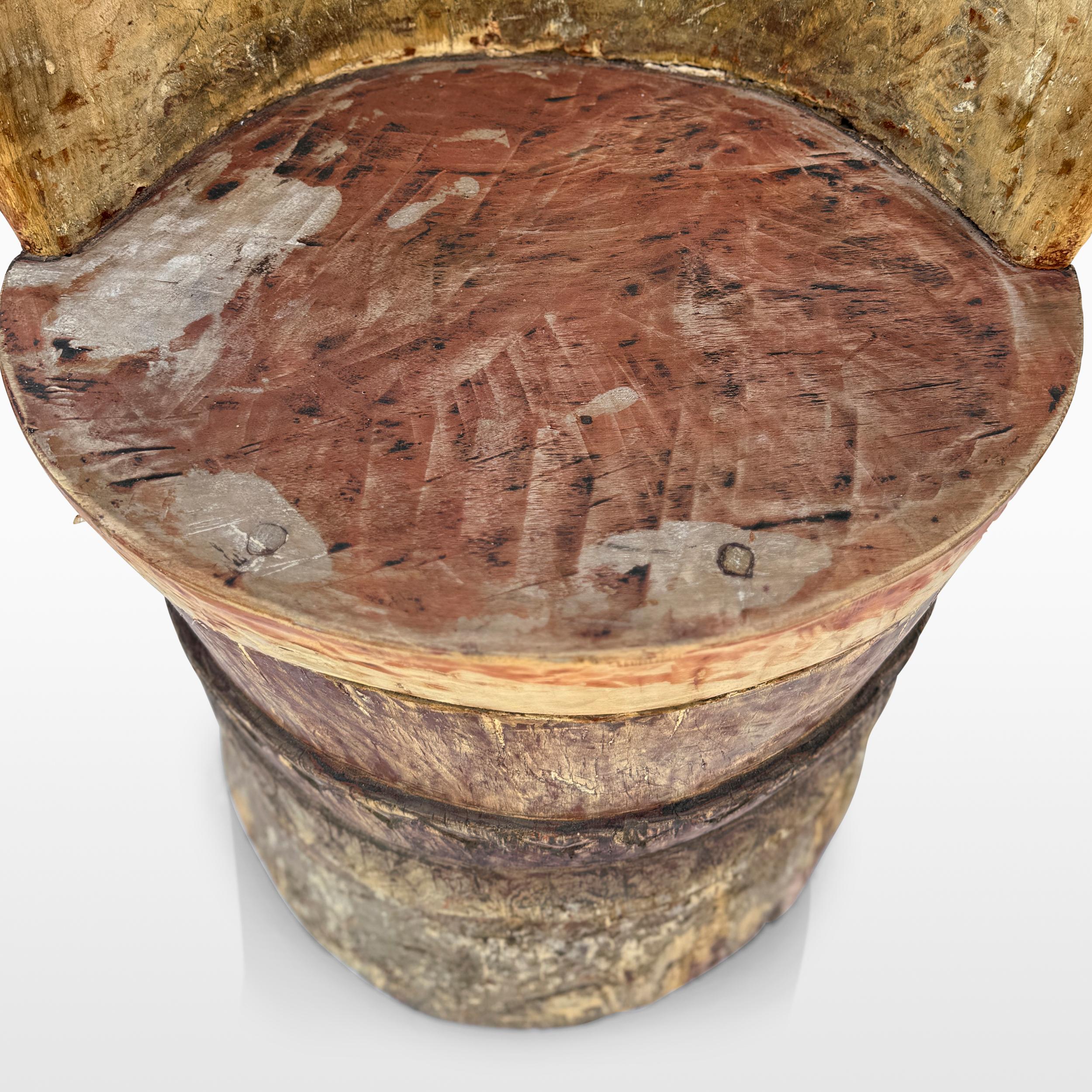 Bois Tabouret d'art populaire suédois rare du 18ème siècle en vente