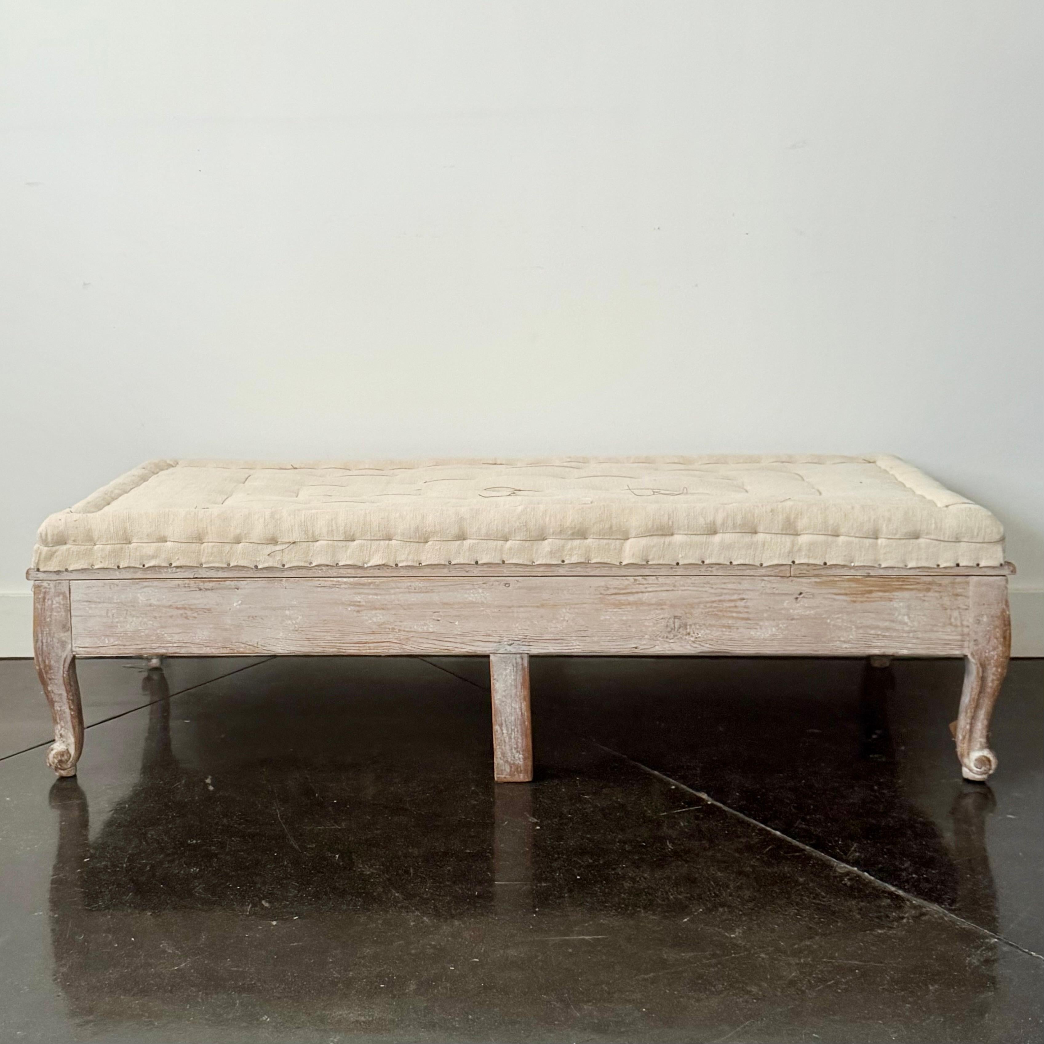 18th century Rare Swedish Rococo Period Long Stool 1760 5