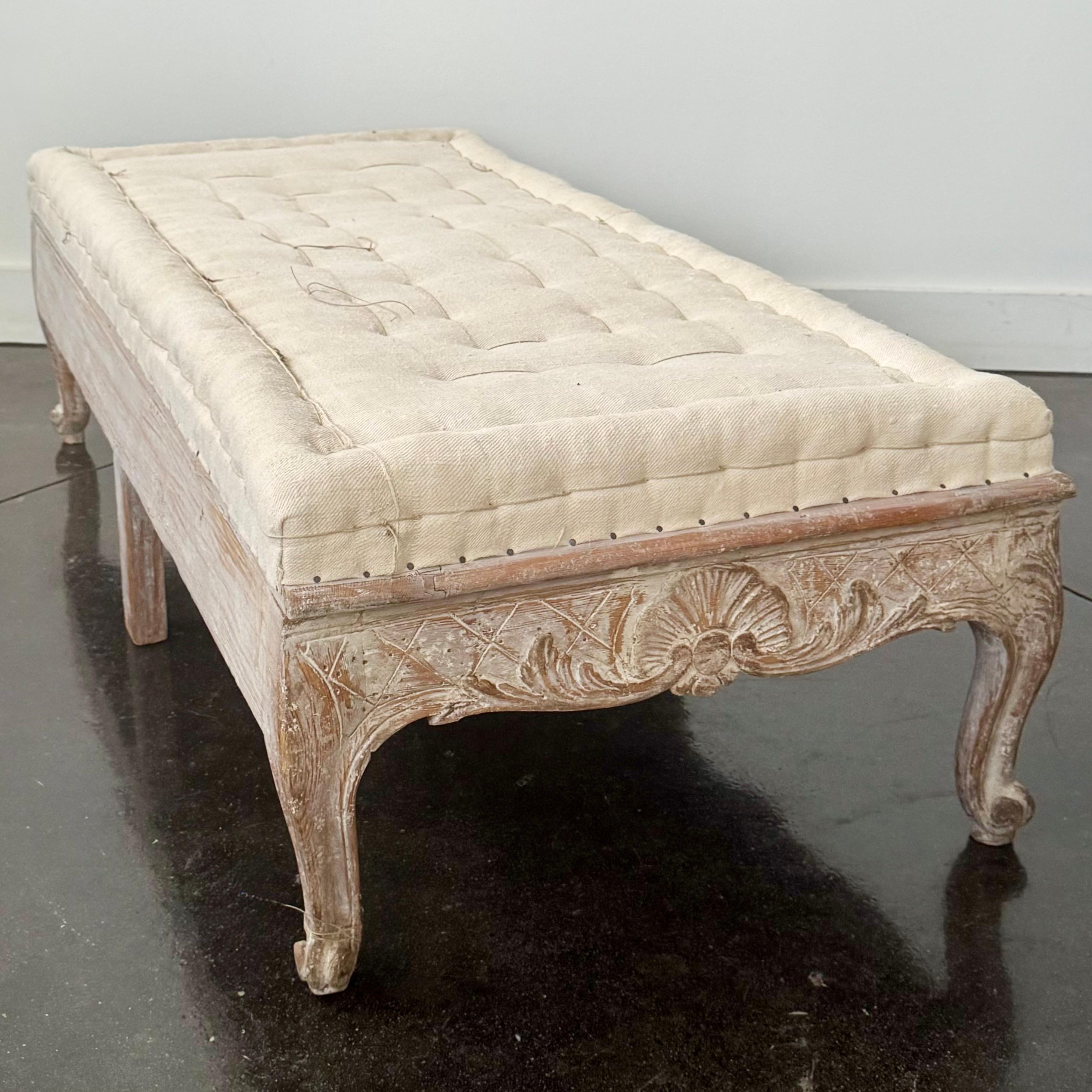 18th century Rare Swedish Rococo Period Long Stool 1760 6