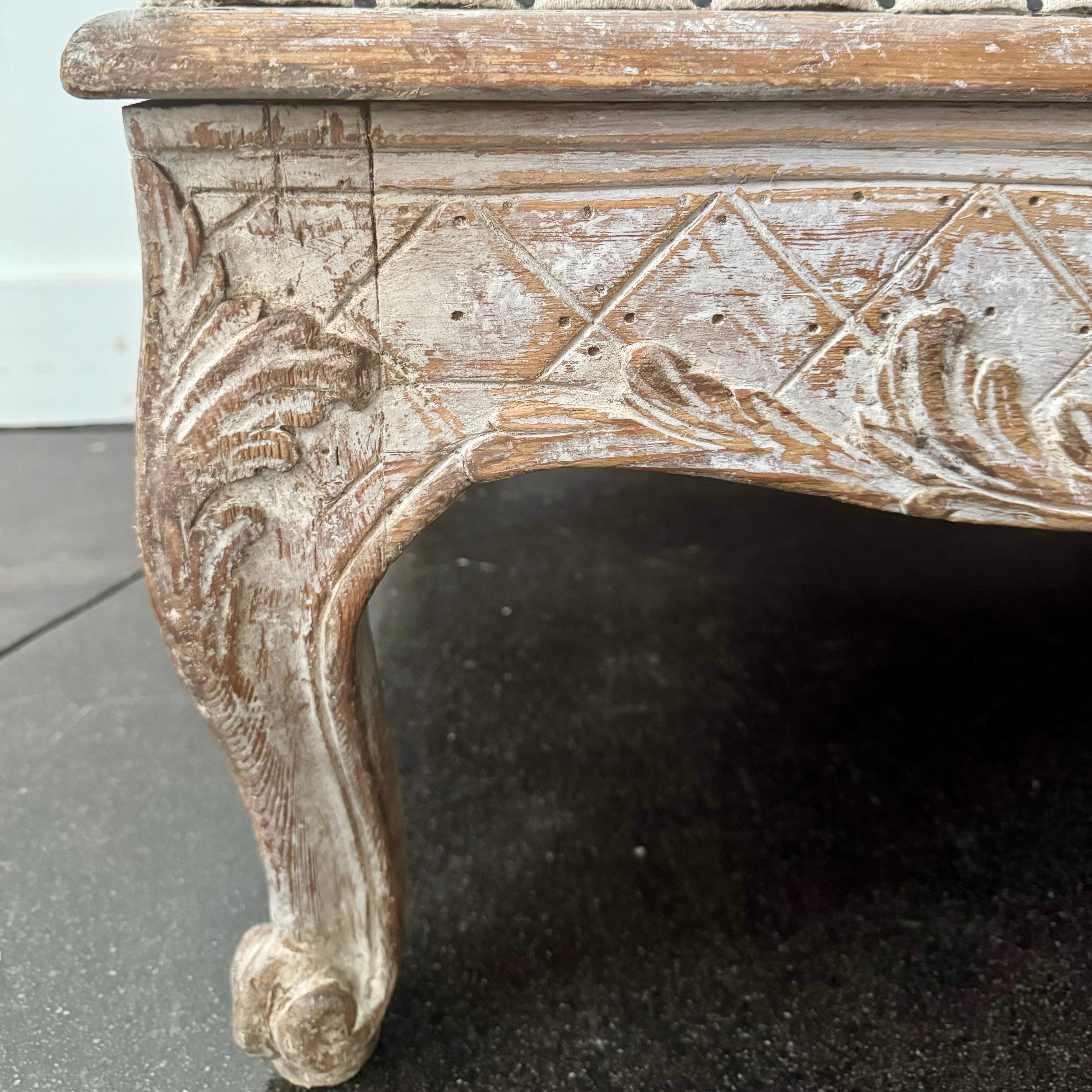 18th century Rare Swedish Rococo Period Long Stool 1760 10