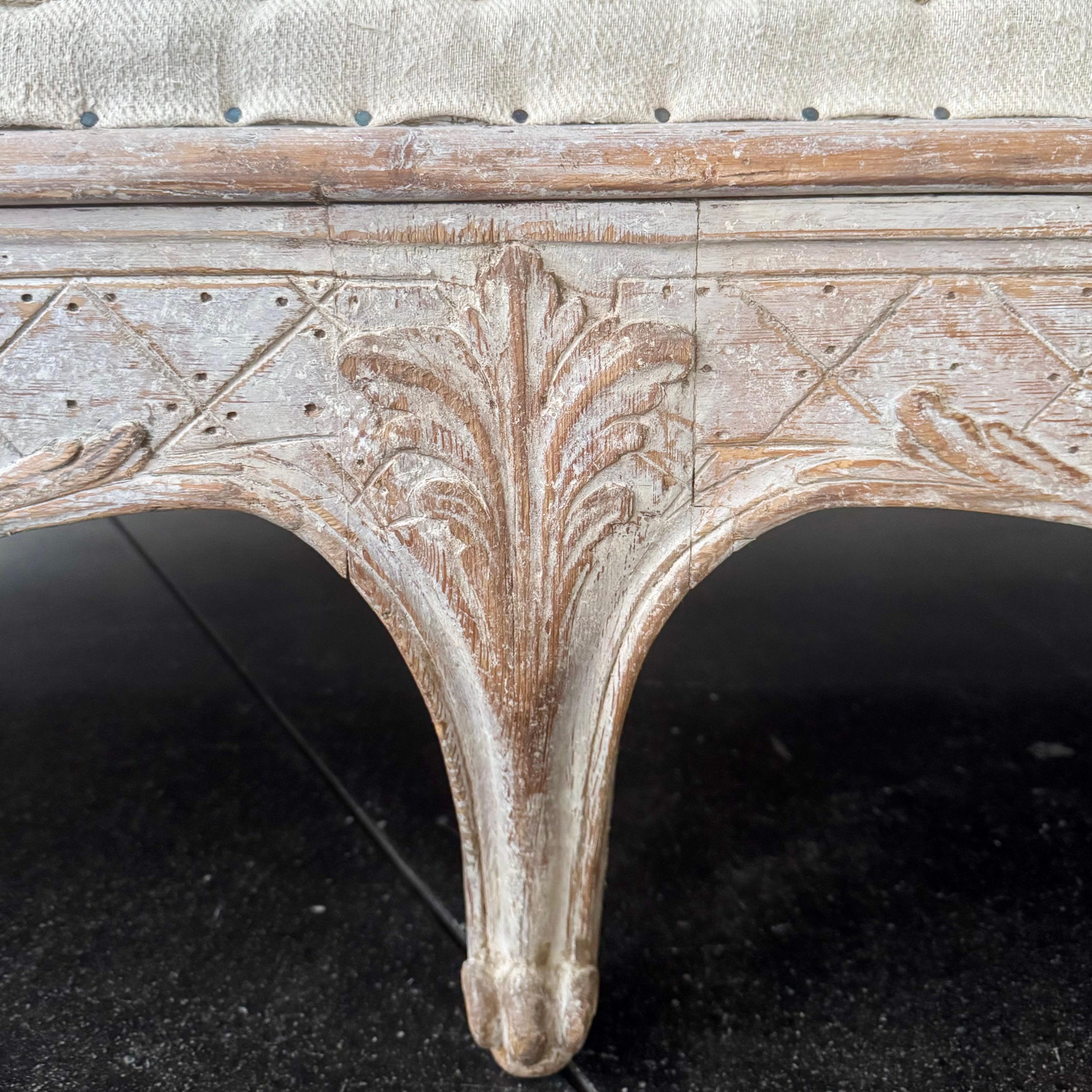 18th century Rare Swedish Rococo Period Long Stool 1760 11
