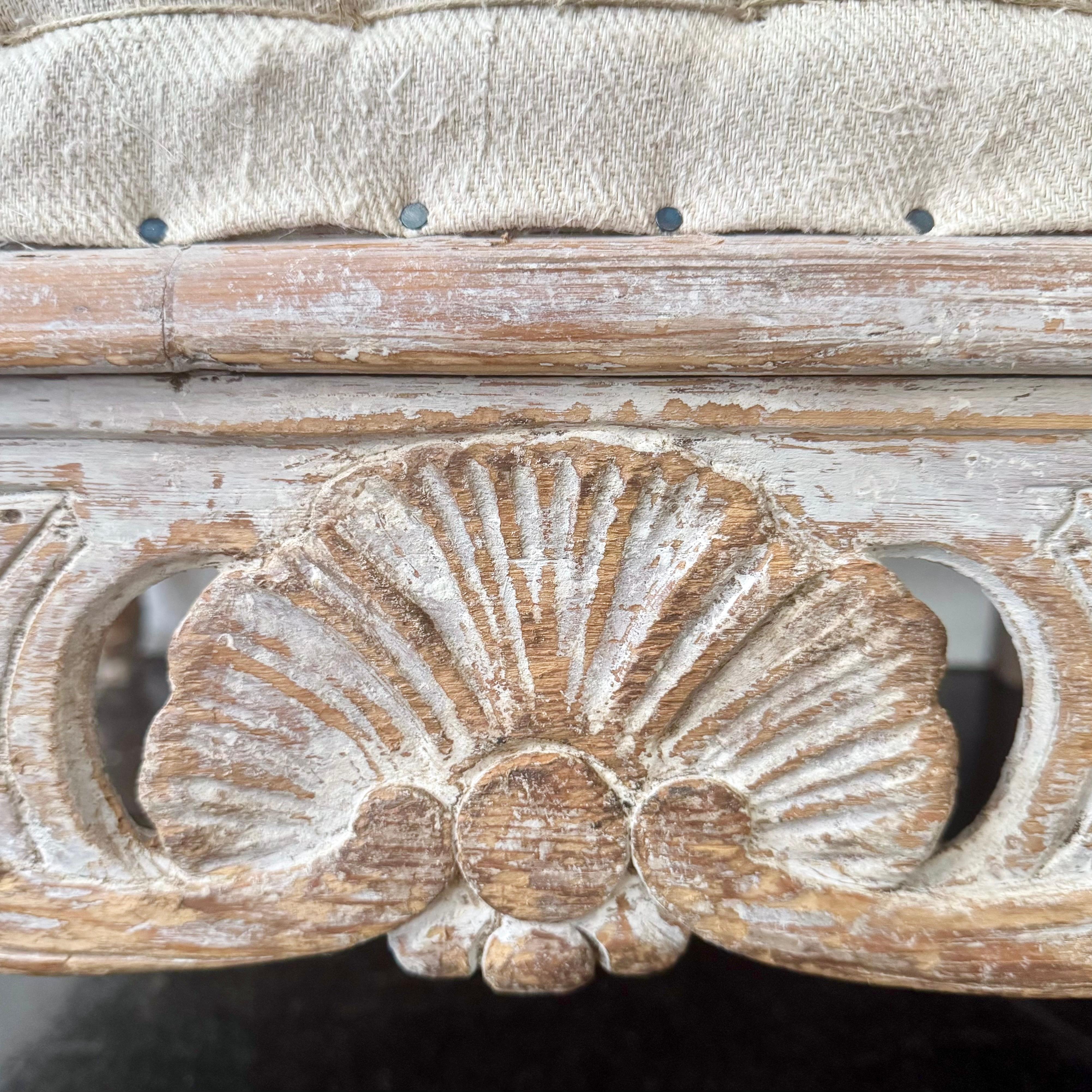 18th century Rare Swedish Rococo Period Long Stool 1760 12