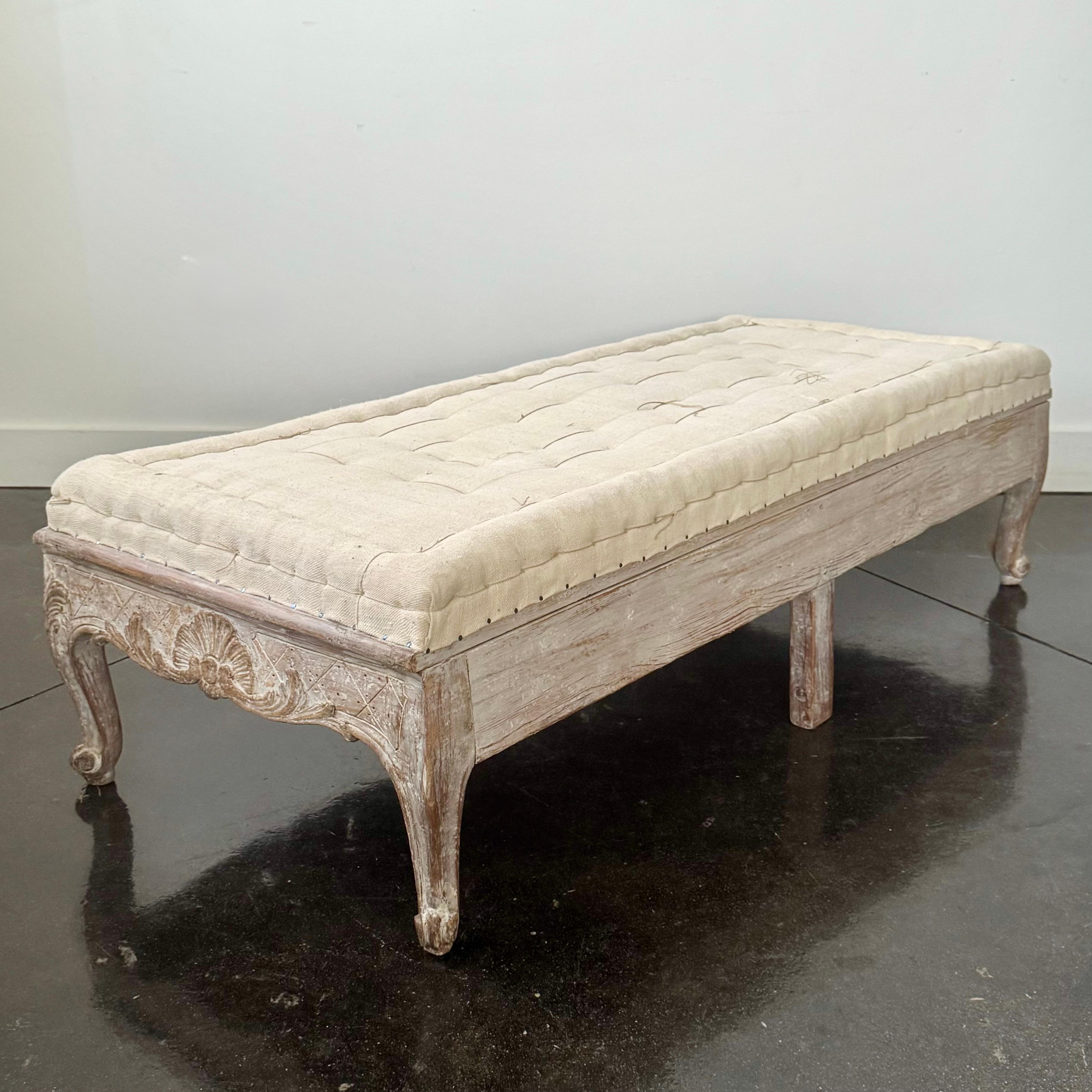 18th century Rare Swedish Rococo Period Long Stool 1760 4