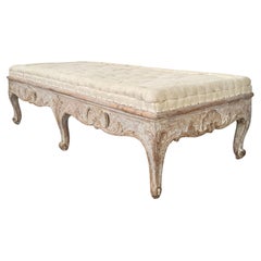18th century Rare Swedish Rococo Period Long Stool 1760