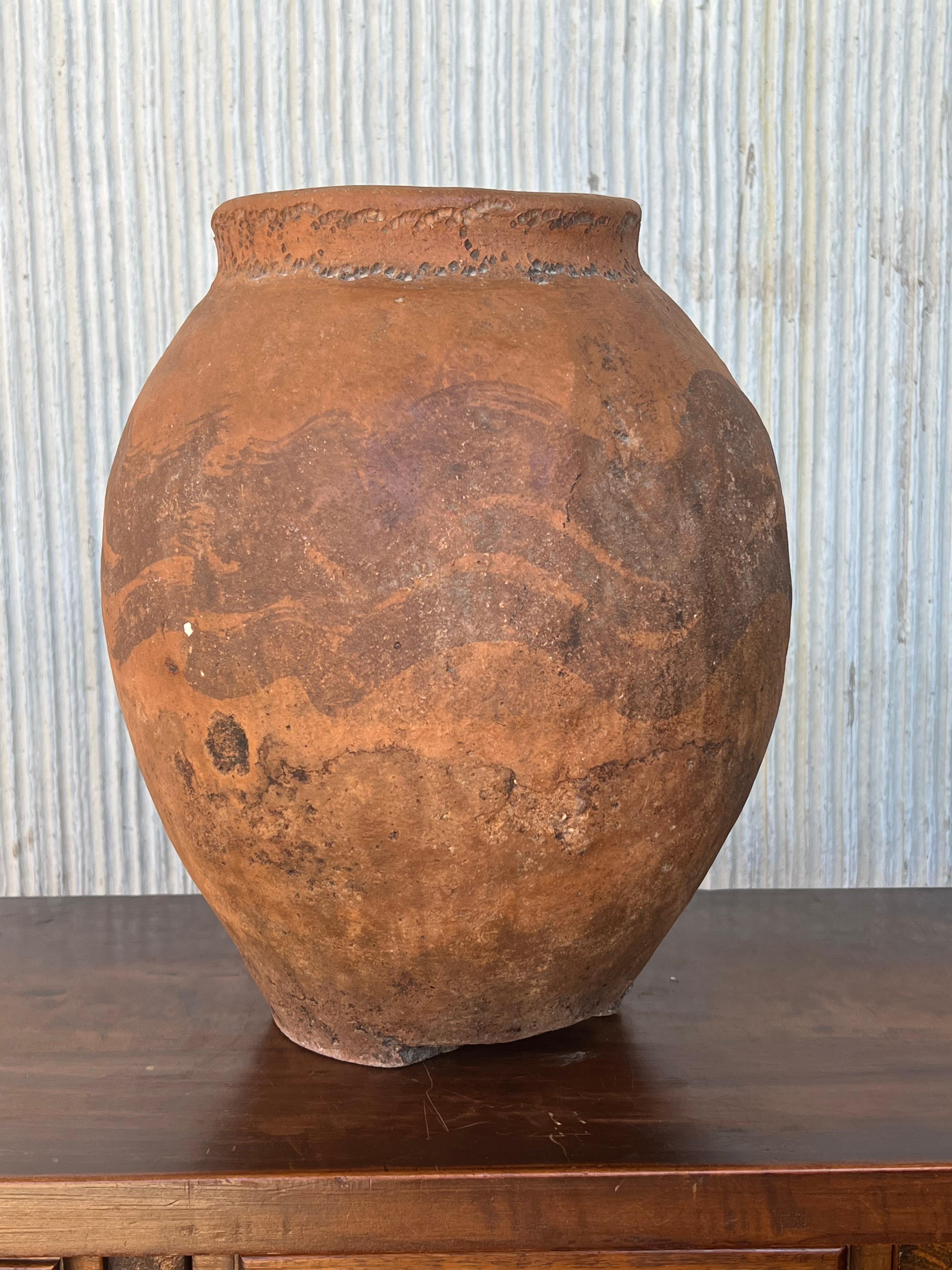 18th Century Rare Terracotta Hand Carved French Biot Pot In Good Condition For Sale In Miami, FL