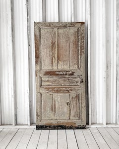 18th Century Reclaimed 3 Panel French Door with Original Timeworn Paint