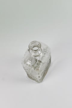 18th century Rectangular Decanter Etched decoration all Sides Mouth blown France