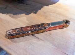 18th Century Rectangular Hand-Painted Wooden Box with a Character with a Hat