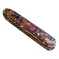 18th Century Rectangular Hand-Painted Wooden Box with a Character with a Hat
