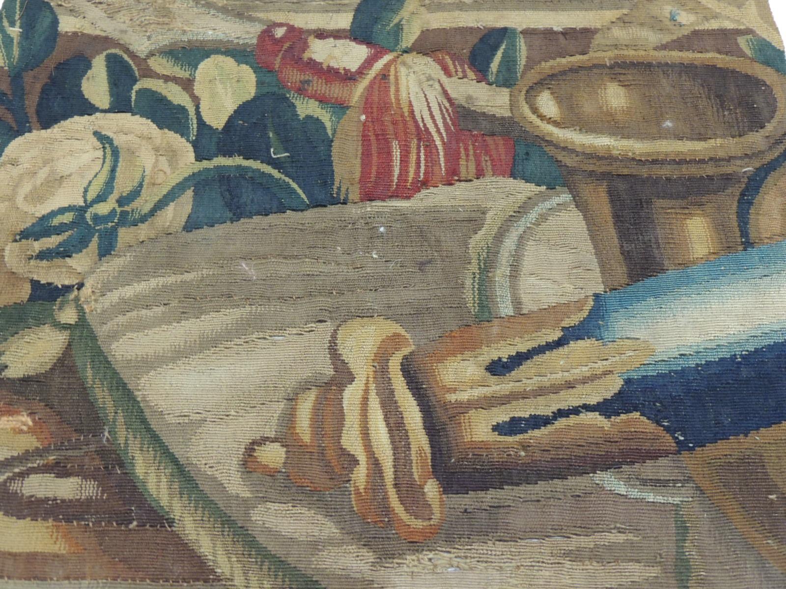 French 18th Century Red and Blue Aubusson Tapestry Fragment