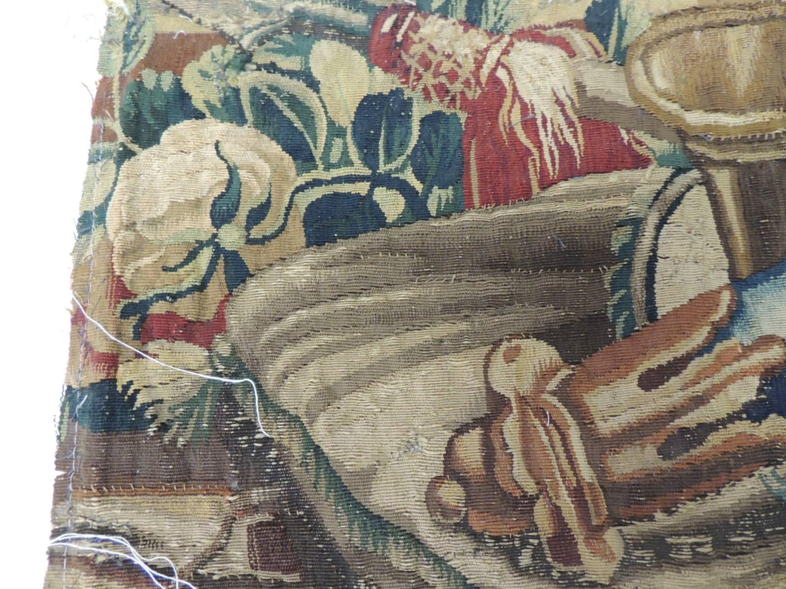 French 18th Century Red and Blue Aubusson Tapestry Panel