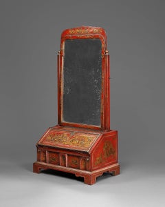18th Century Red Lacquered Toilet Mirror