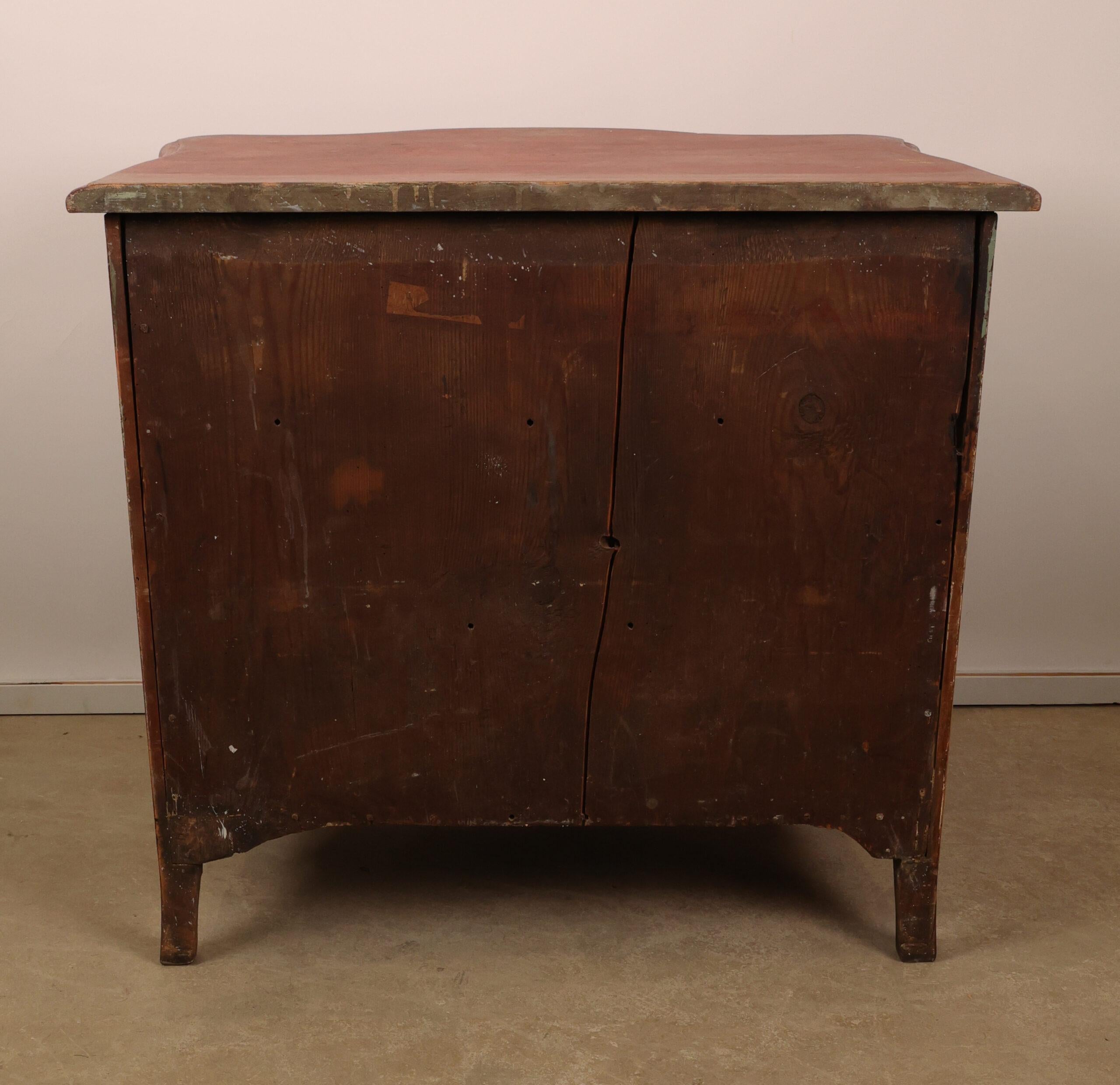 Commode rouge du XVIIIe siècle de style baroque tardif en vente 1